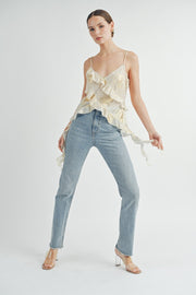 Gold Foil Ruffle Cami Top | ABJT7524 | INSTOCK