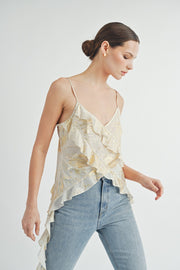 Gold Foil Ruffle Cami Top | ABJT7524 | INSTOCK
