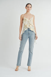 Gold Foil Ruffle Cami Top | ABJT7524 | INSTOCK