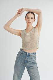 Sheer Sparkle Knit Tank Top | ABJT7517 | INSTOCK