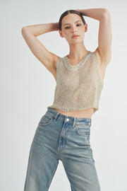 Sheer Sparkle Knit Tank Top | ABJT7517 | INSTOCK