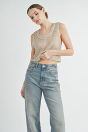 Sheer Sparkle Knit Tank Top | ABJT7517 | INSTOCK