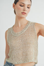 Sheer Sparkle Knit Tank Top | ABJT7517 | INSTOCK