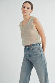 Sheer Sparkle Knit Tank Top | ABJT7517 | INSTOCK
