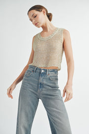 Sheer Sparkle Knit Tank Top | ABJT7517 | INSTOCK
