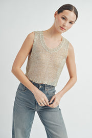 Sheer Sparkle Knit Tank Top | ABJT7517 | INSTOCK