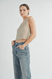 Sheer Sparkle Knit Tank Top | ABJT7517 | INSTOCK
