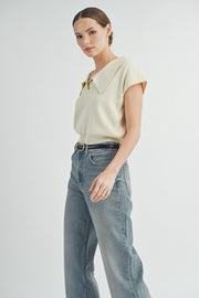 Oversize Knit Polo Top | ABST7550