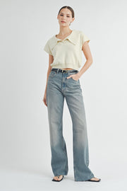 Oversize Knit Polo Top | ABST7550