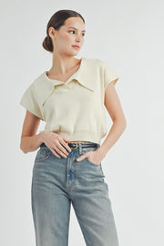 Oversize Knit Polo Top | ABST7550