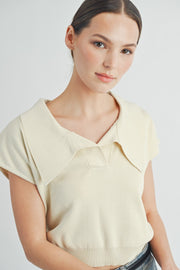 Oversize Knit Polo Top | ABST7550