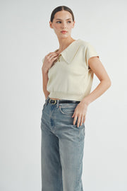 Oversize Knit Polo Top | ABST7550