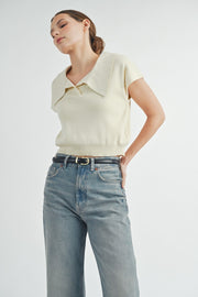 Oversize Knit Polo Top | ABST7550