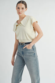 Oversize Knit Polo Top | ABST7550