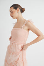 Load image into Gallery viewer, Smocked Mesh Midi Dress | ABED7524
