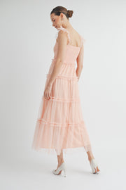 Smocked Mesh Midi Dress | ABED7524