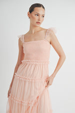 Load image into Gallery viewer, Smocked Mesh Midi Dress | ABED7524

