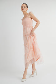 Smocked Mesh Midi Dress | ABED7524