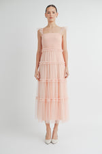 Load image into Gallery viewer, Smocked Mesh Midi Dress | ABED7524
