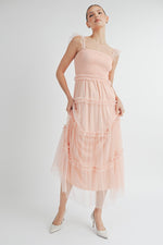 Load image into Gallery viewer, Smocked Mesh Midi Dress | ABED7524

