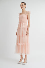 Smocked Mesh Midi Dress | ABED7524