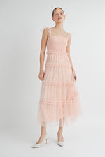 Load image into Gallery viewer, Smocked Mesh Midi Dress | ABED7524
