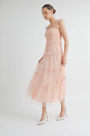 Smocked Mesh Midi Dress | ABED7524