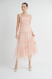 Smocked Mesh Midi Dress | ABED7524