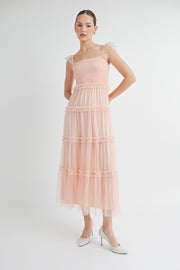 Smocked Mesh Midi Dress | ABED7524