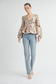 Floral Peplum Top | ABET7521 | INSTOCK