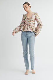 Floral Peplum Top | ABET7521 | INSTOCK