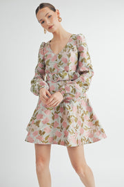 JACQUARD V-NECK DRESS | ABED7534 | INSTOCK