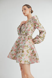 JACQUARD V-NECK DRESS | ABED7534 | INSTOCK