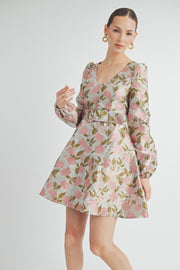 JACQUARD V-NECK DRESS | ABED7534 | INSTOCK