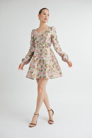 JACQUARD V-NECK DRESS | ABED7534 | INSTOCK