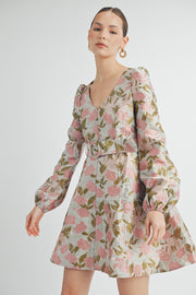 JACQUARD V-NECK DRESS | ABED7534 | INSTOCK