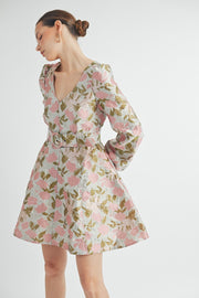 JACQUARD V-NECK DRESS | ABED7534 | INSTOCK