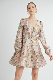 JACQUARD V-NECK DRESS | ABED7534 | INSTOCK