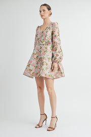 JACQUARD V-NECK DRESS | ABED7534 | INSTOCK