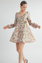 JACQUARD V-NECK DRESS | ABED7534 | INSTOCK