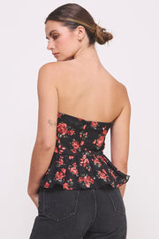 Rose Print Peplum top  | ABET7549