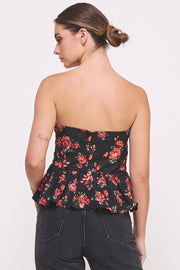 Rose Print Peplum top  | ABET7549