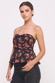 Rose Print Peplum top  | ABET7549