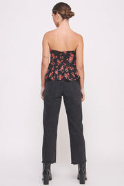 Rose Print Peplum top  | ABET7549