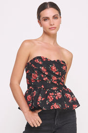 Rose Print Peplum top  | ABET7549