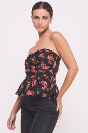 Rose Print Peplum top  | ABET7549