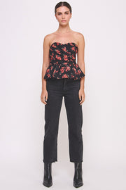 Rose Print Peplum top  | ABET7549