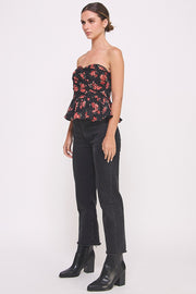 Rose Print Peplum top  | ABET7549