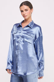 Button Down Metallic Shirt I ABJT7572 Champagne