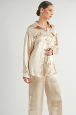 Load image into Gallery viewer, Metallic Flared Pants I ABJB7573
